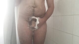 Solo hot steamy soapy shower masturbation with cum shot - 9 image