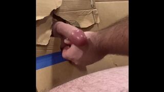 Homemade glory hole with blowjob on dildo