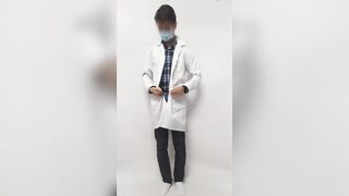 Iranian boy undressing and comparing clothed and nude body (in a doctor's uniform) - 3 image