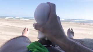 fucking pocket pussy at the beach in arroyman thong - 9 image