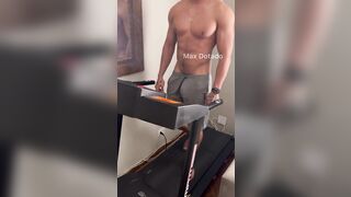 walking with a hard dick naked on the treadmill - 2 image
