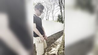 Twink Jerking Off Outdoors in Backyard, Showing Off Butt + Pissing - 2 image