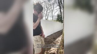 Twink Jerking Off Outdoors in Backyard, Showing Off Butt + Pissing - 3 image