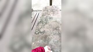 hot cum fountain on a table long distance