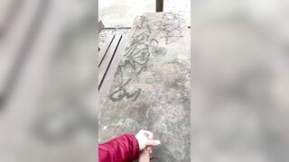 hot cum fountain on a table long distance