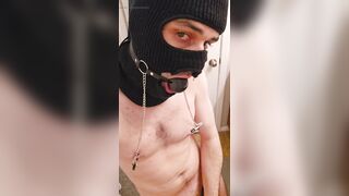 sub blixx faggot sucking ball gag with nipple clamps - 7 image