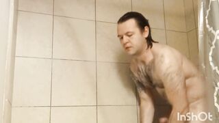 Me taking a shower and stroking my big cock - 7 image
