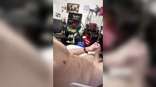 Me jerking my uncut cock at home alone big