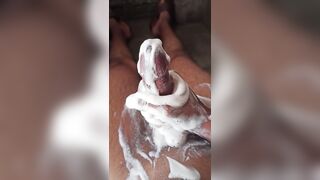 Bathing and masturbating new cock - 10 image