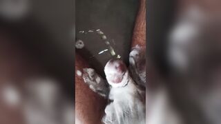 Bathing and masturbating new cock - 4 image