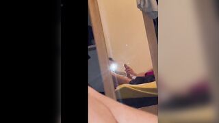22 year old jerks off his 22cm cock in front of the mirror - 9 image
