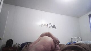 Fat guy stretching my ass with glass dildo - 4 image