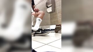 SUCKING COCK UNDER A MALL BATHROOM STALL - 4 image