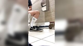 SUCKING COCK UNDER A MALL BATHROOM STALL - 7 image