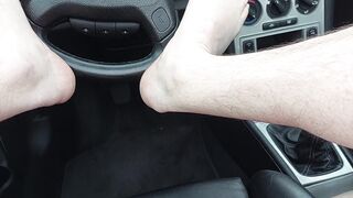 Jerk off in my convertible car with plug in my butt - 4 image