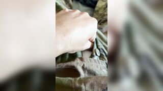 Soldier jerks his hard cock in uniform dripping precum with hot cum shot - 5 image