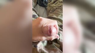 Army specialist jerks off in uniform and leaks precum in his undies - 10 image