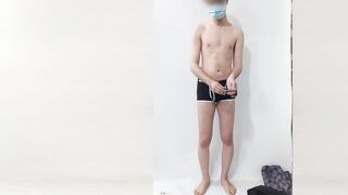 Comparing nude and clothed body, boy takes off his clothes in front of camera and shows his body (undressing 2) (Danieltp2002) - 7 image