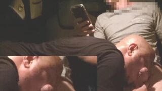 Aussie Gay sucks Str8 Uber Driver in back of car - Subtitled - 1 image