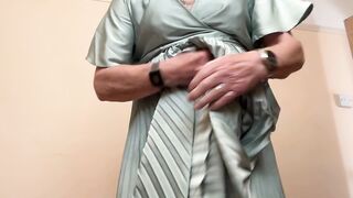 Cum wearing my pleated dress.