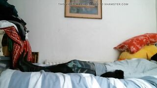 Italian designer boots and grey outfit on the bed - 6 image