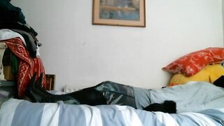 Italian designer boots and grey outfit on the bed - 7 image