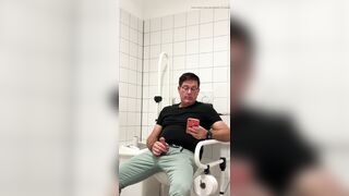 Jerking off in a public restroom at the medical building. Unedited - 6 image