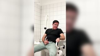 Jerking off in a public restroom at the medical building. Unedited - 7 image