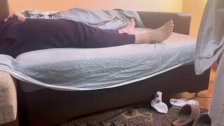 cumshot in bed - romanian guy - 1 image