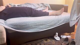 cumshot in bed - romanian guy - 2 image