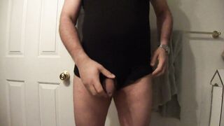 Hands free ejaculation in black boxers
