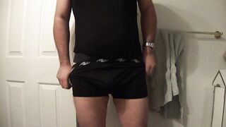 Hands free ejaculation in black boxers - 9 image