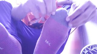 HAVING A REST WITH MY NEW COLOR SOCKS PT 2 I FEET AND SOLES