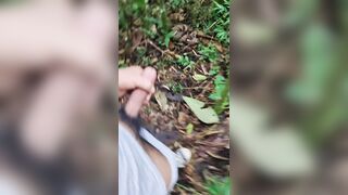 young handsome ranger masturbates and cums in the jungle, while he stays behind his companions - 3 image