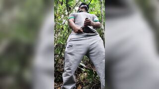young handsome ranger masturbates and cums in the jungle, while he stays behind his companions - 9 image
