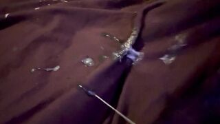 Big sprays on black shirt.