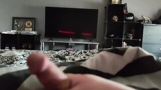 Morning wood wank and cumshot.