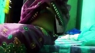 Indian Gay Crossdresser in pink saree pressing and milking his boobs so hard and enjoying the hardcore sex - 3 image