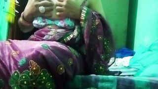 Indian Gay Crossdresser in pink saree pressing and milking his boobs so hard and enjoying the hardcore sex - 5 image
