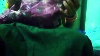 Indian Gay Crossdresser in pink saree pressing and milking his boobs so hard and enjoying the hardcore sex - 9 image