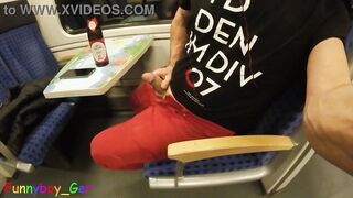 Guy secretly jerks off his sausage in a moving train (S)