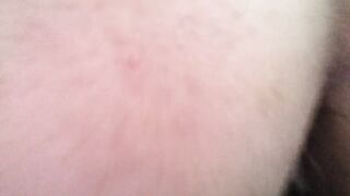 Fat man shoving dildo up his ass