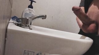 I rest my BALLS on the sink getting my COCK ready for a HUGE CUMSHOT