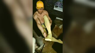 KinkyChrisX - Yellow stockings and jock