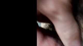 Hairy leaves his cock resting.