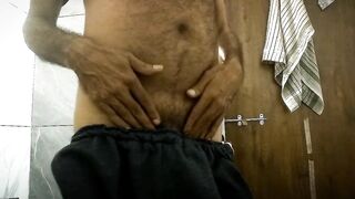 Played with my cock tight in the bathroom