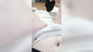 Fat Guy Showing His Dick and Ass in the Bed While Parents Are Outside