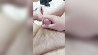 Fat Guy Showing His Dick and Ass in the Bed While Parents Are Outside