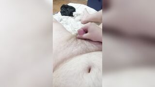 Fat Guy Showing His Dick and Ass in the Bed While Parents Are Outside