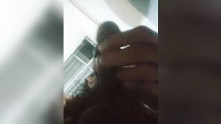 Minato plays with his long penis in the bathroom